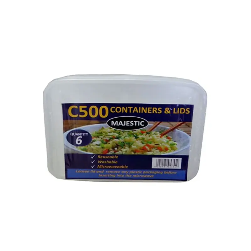 C500 Retail Plastic containers & Lids 6pcs 