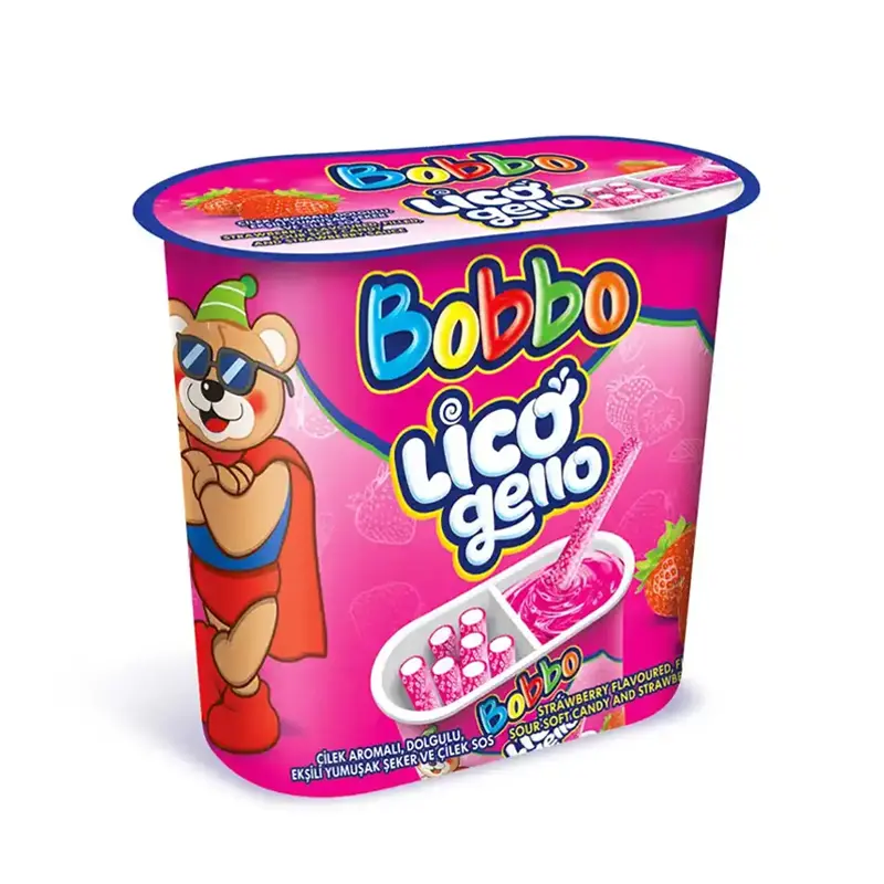 Bobbo Lico Gel Cups Strawberry DIPS 45gr x 4Pcs