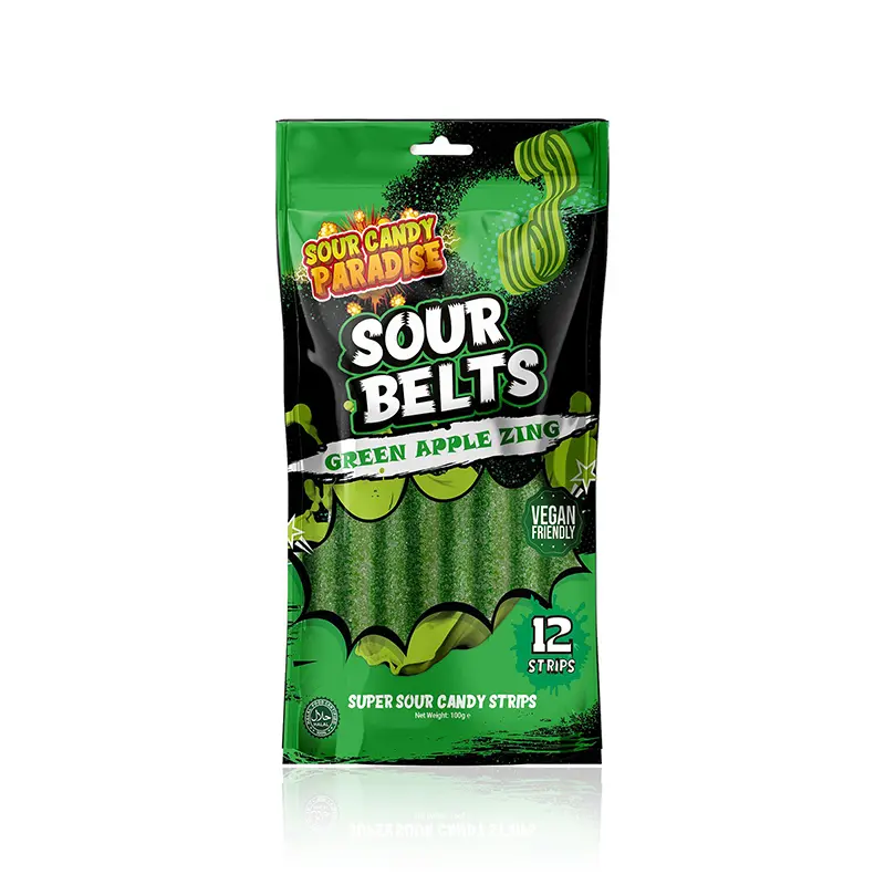 Sour Candy Green Apple Belts 100g x 4Pcs