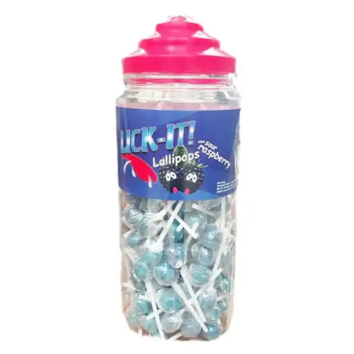 Lick-It Raspberry With Sour Lollies Jar (150 x 7g) + VAT