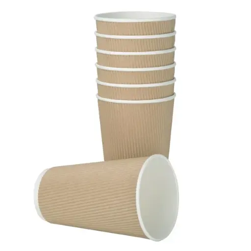 12 oz Kraft Ripple Wall Coffee Cups x 25 