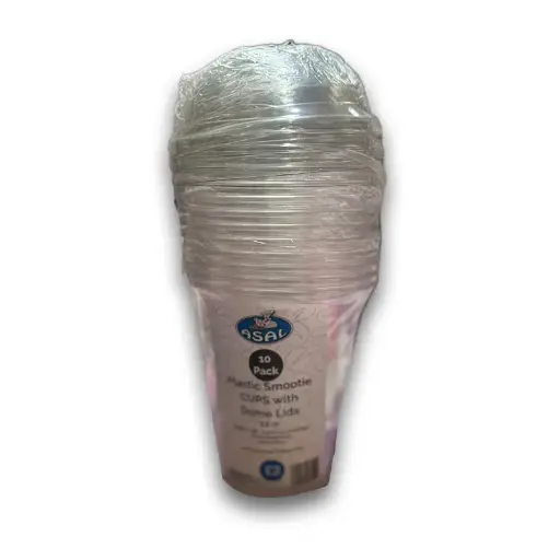 Asal Plastic Smoothie Cups lids 12oz x 10 