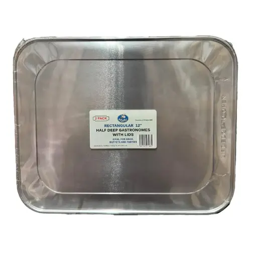 Asal 12'' Half Deep Gastronomes with Lid (2 Pack) 
