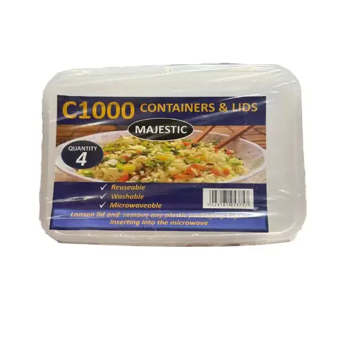 C1000 Retail Plastic Containers & Lids 4pcs 