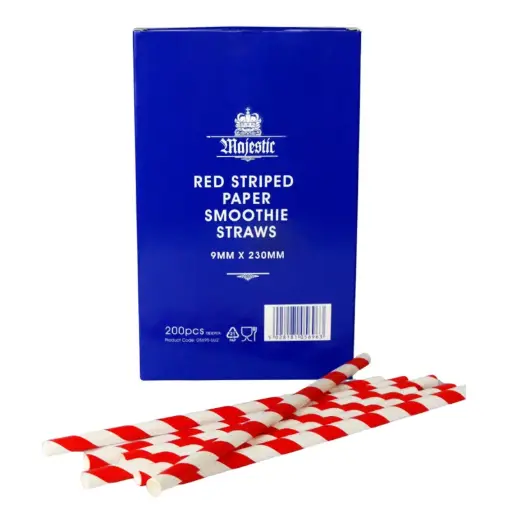 Majestic Red Striped Paper Smoothie Straws 200pcs 