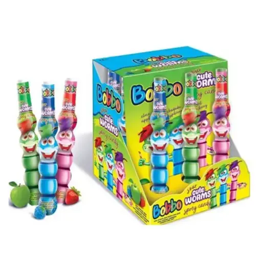 Bobbo Cute Worms Spray Candy 105gr x 3Pcs