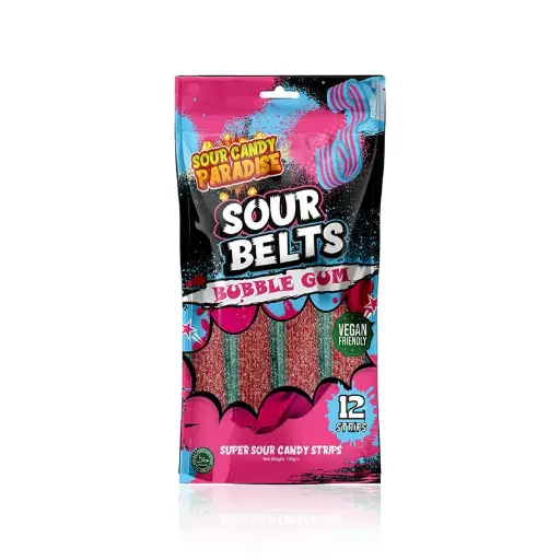 Sour Candy Bubble Gum Belts 100g 4Pcs
