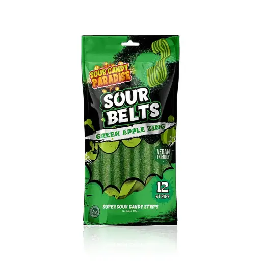 Sour Candy Green Apple Belts 100g x 4Pcs